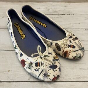 Loudmouth Flats Womens 6 Multi Bugs Insects Ms Frizzle Shoes Novelty Teacher